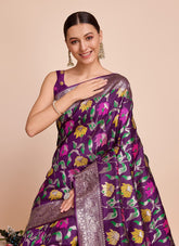 Purple Colour Saree Looking Natural